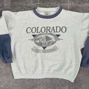 Women's Vintage 90's Colorado Rocky Mountains Heather Gray Crewneck Sweatshirt L